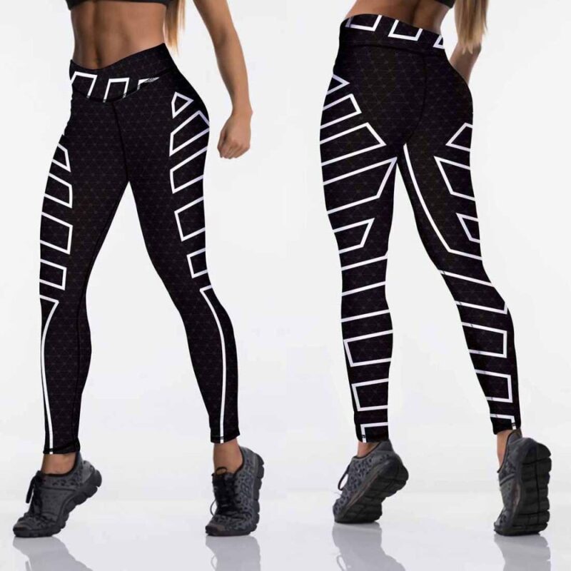 Qickitout 12%spandex Sexy High Waist Elasticity Women Digital Printed Leggings Push Up Strength Pants