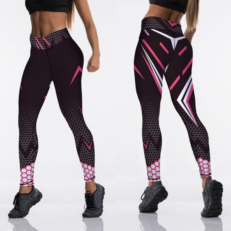 Qickitout 12%spandex Sexy High Waist Elasticity Women Digital Printed Leggings Push Up Strength Pants