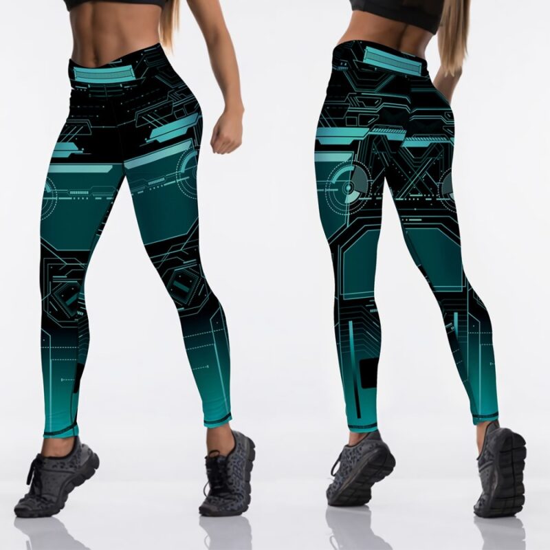 Qickitout 12%spandex Sexy High Waist Elasticity Women Digital Printed Leggings Push Up Strength Pants