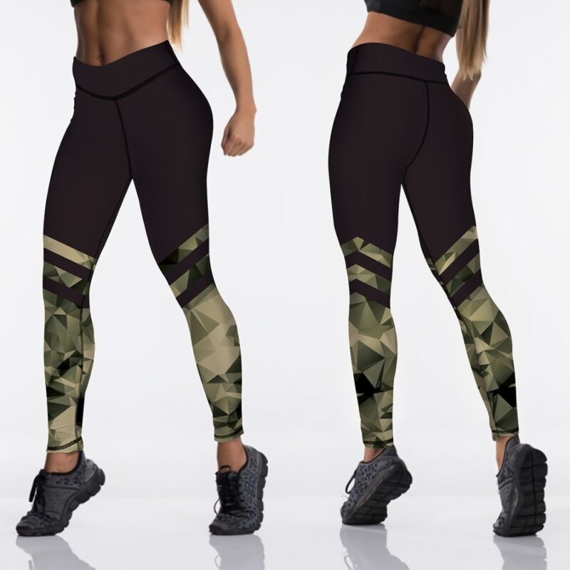 Qickitout 12%spandex Sexy High Waist Elasticity Women Digital Printed Leggings Push Up Strength Pants