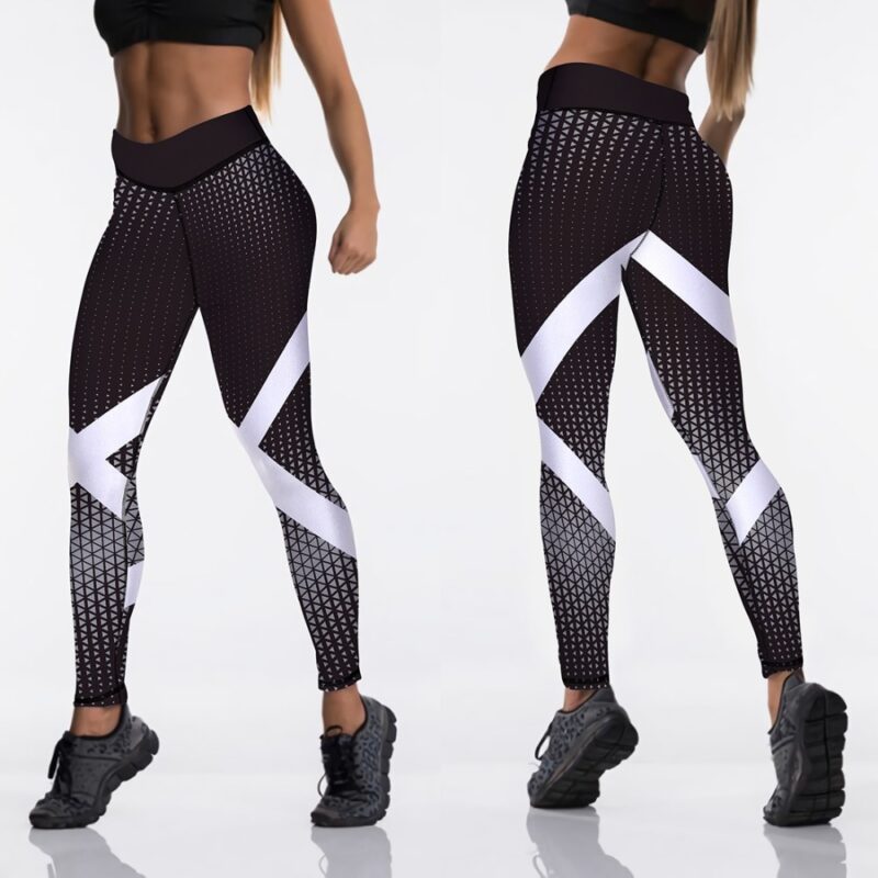 Qickitout 12%spandex Sexy High Waist Elasticity Women Digital Printed Leggings Push Up Strength Pants