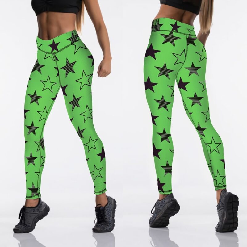 Qickitout 12%spandex Sexy High Waist Elasticity Women Digital Printed Leggings Push Up Strength Pants