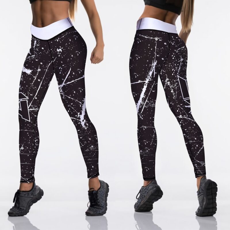 Qickitout 12%spandex Sexy High Waist Elasticity Women Digital Printed Leggings Push Up Strength Pants