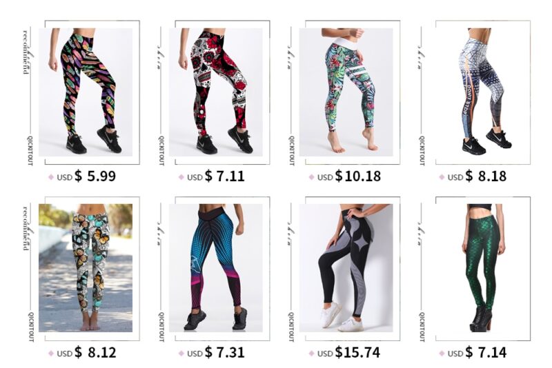 Qickitout 12%spandex Sexy High Waist Elasticity Women Digital Printed Leggings Push Up Strength Pants