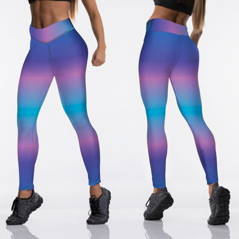 Qickitout 12%spandex Sexy High Waist Elasticity Women Digital Printed Leggings Push Up Strength Pants