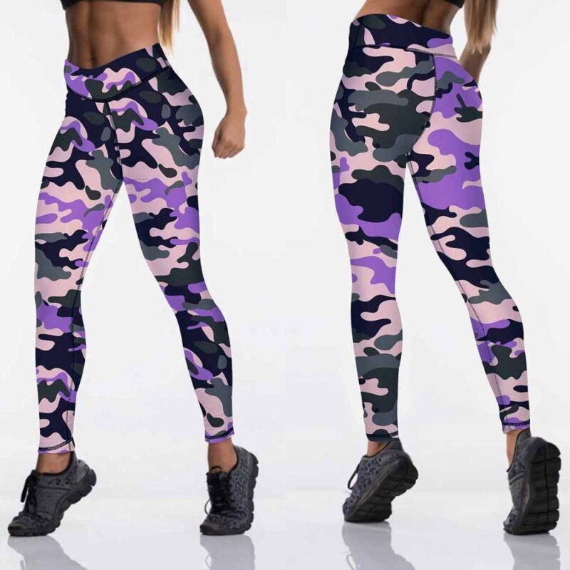 Qickitout 12%spandex Sexy High Waist Elasticity Women Digital Printed Leggings Push Up Strength Pants