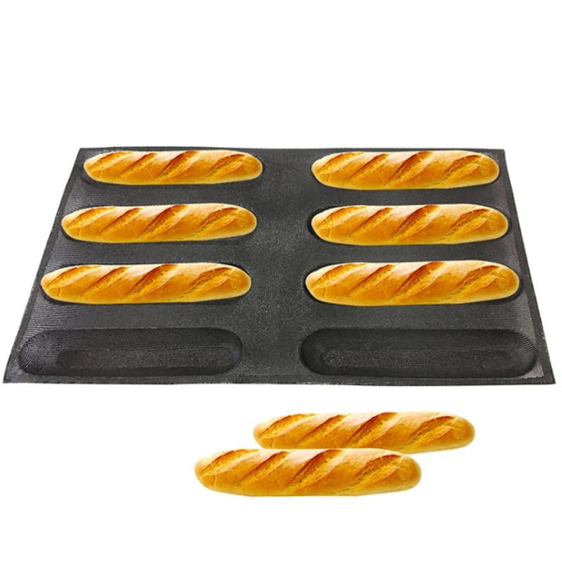 Goldbaking Hot Dog Bun Nonstick Silicone Bread Pan Perforated Fench Bread Forms Oval Shaped 5 Size For Option