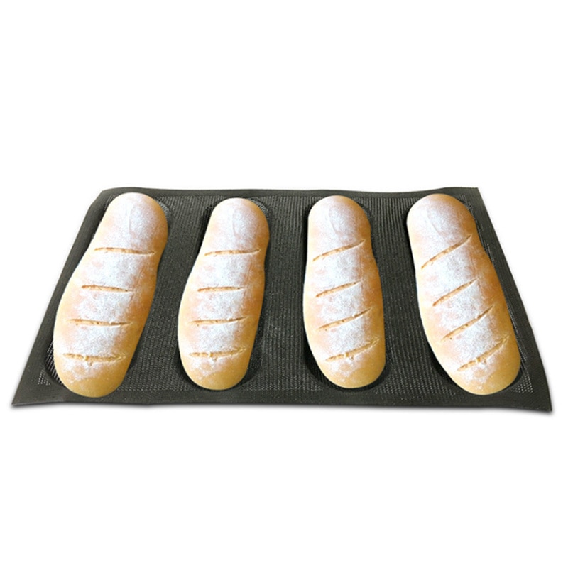 Goldbaking Hot Dog Bun Nonstick Silicone Bread Pan Perforated Fench Bread Forms Oval Shaped 5 Size For Option