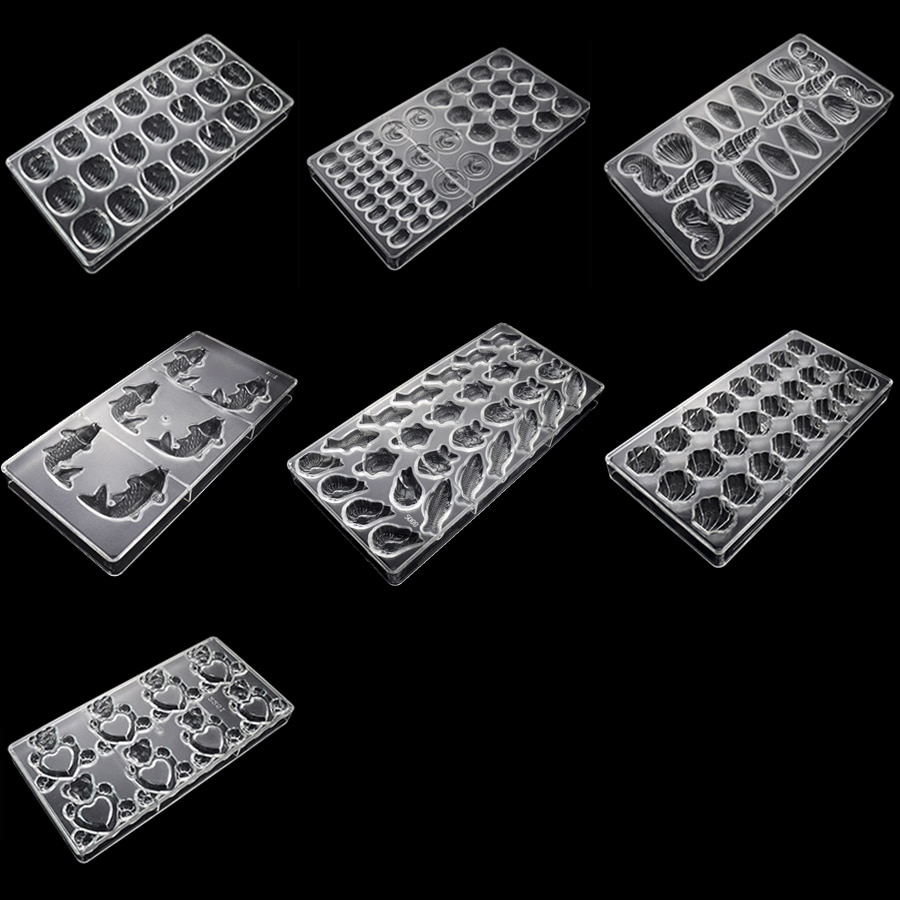 Chocolate Bar 3D Mold Polycarbonate Form Plastic Tray Cake Decorating Baking Pastry Tools Moldes Para Chocolate