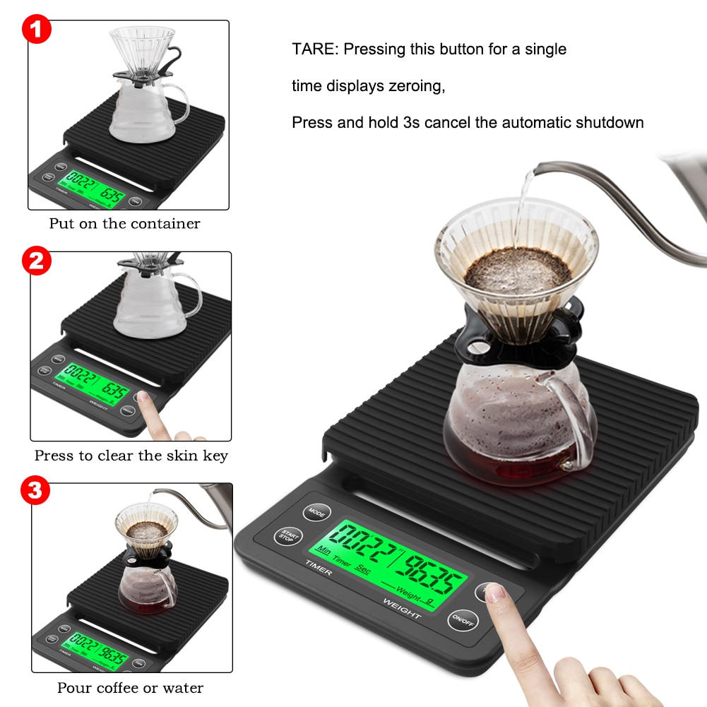 Drip Coffee Scale With Timer Portable Electronic Digital Kitchen Scale High Precision LCD Electronic Scales