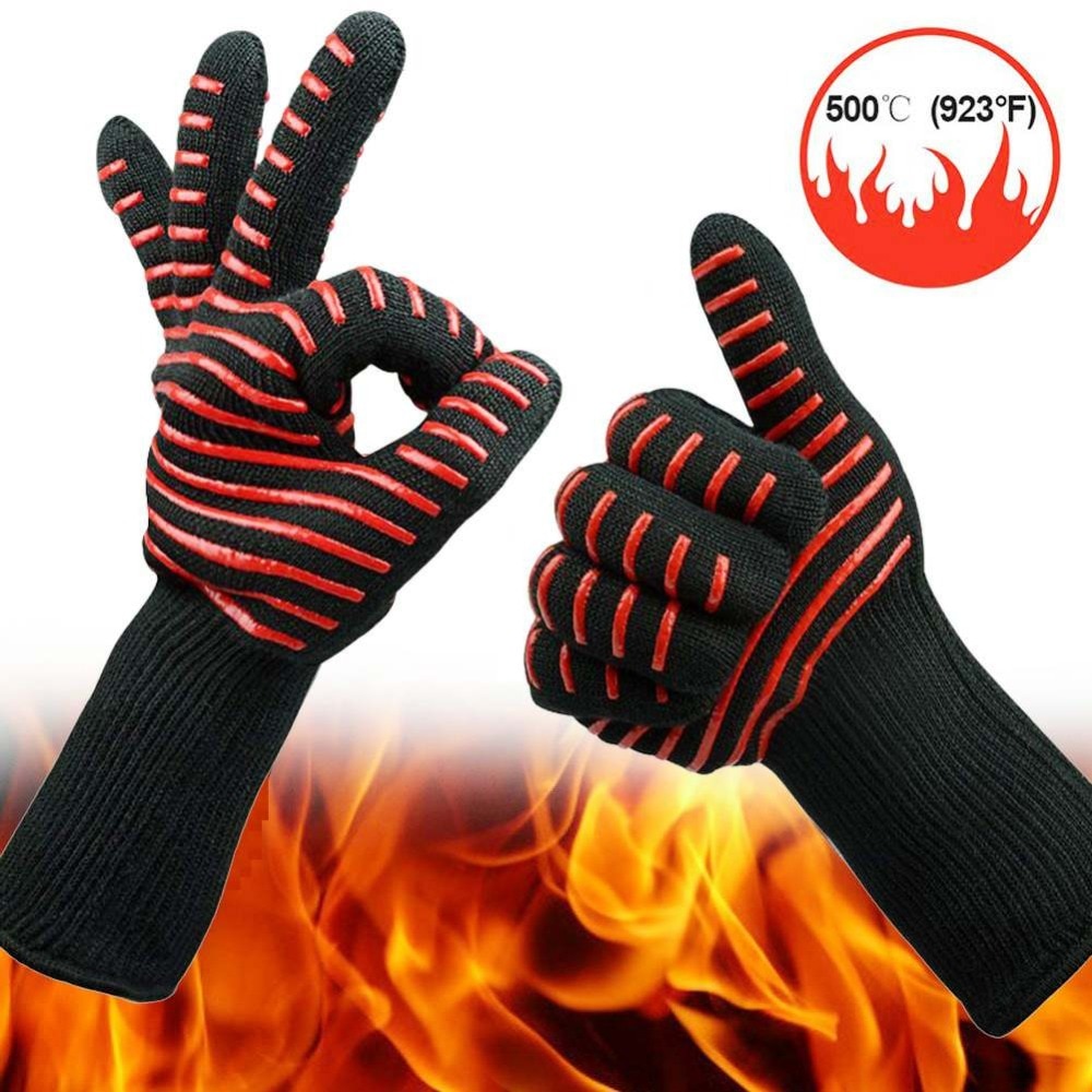 BBQ Glove 300-500 Centigrade Extreme Heat Resistant Silicone Microwave kitchen Gloves Cooking Grill Oven Mitts Gloves