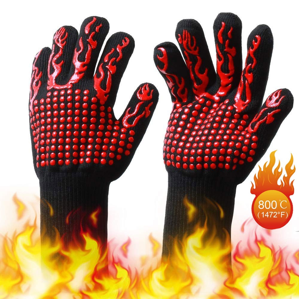 BBQ Glove 300-500 Centigrade Extreme Heat Resistant Silicone Microwave kitchen Gloves Cooking Grill Oven Mitts Gloves