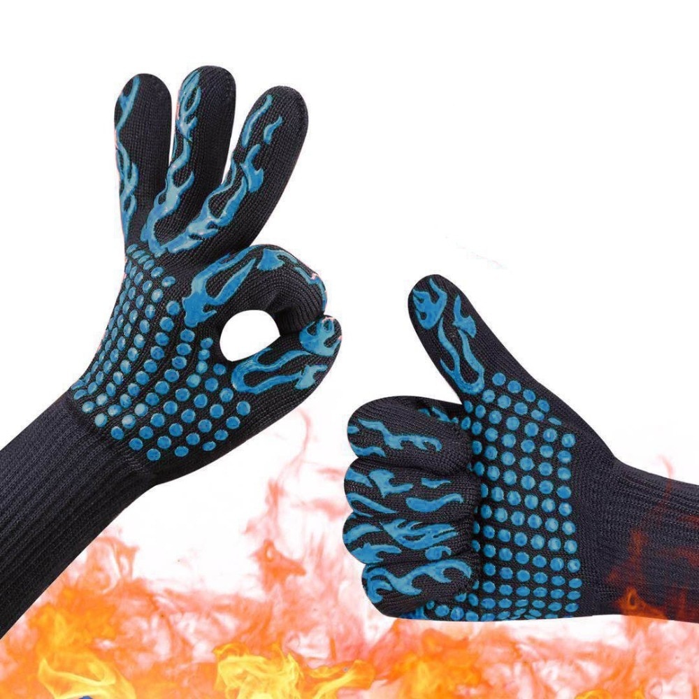 BBQ Glove 300-500 Centigrade Extreme Heat Resistant Silicone Microwave kitchen Gloves Cooking Grill Oven Mitts Gloves