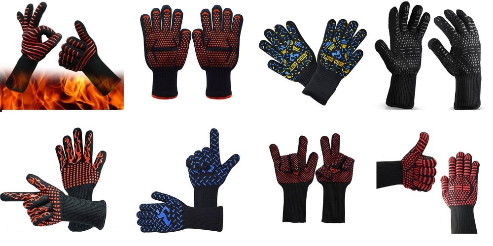 BBQ Glove 300-500 Centigrade Extreme Heat Resistant Silicone Microwave kitchen Gloves Cooking Grill Oven Mitts Gloves