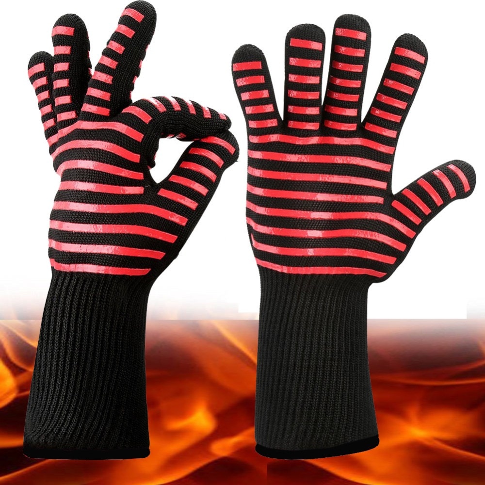 BBQ Glove 300-500 Centigrade Extreme Heat Resistant Silicone Microwave kitchen Gloves Cooking Grill Oven Mitts Gloves