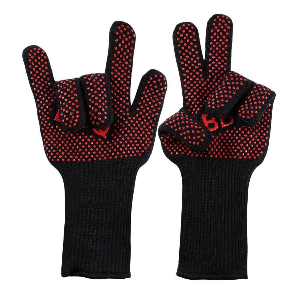 BBQ Glove 300-500 Centigrade Extreme Heat Resistant Silicone Microwave kitchen Gloves Cooking Grill Oven Mitts Gloves