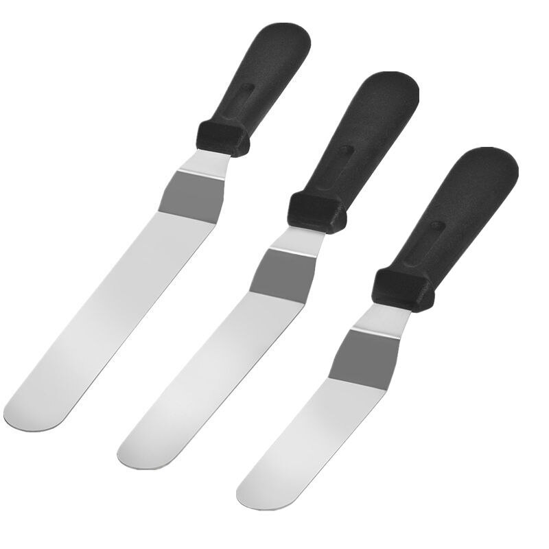 Goldbaking 3 Pieces Angled Icing Spatula Set Stainless Steel Kitchen Cake Spatula