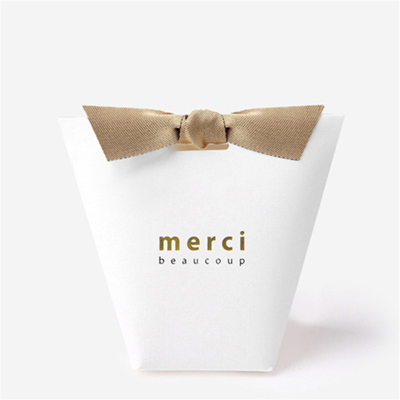 10Pcs/Set Merci Letter Printed Candy Bag DIY Gift Packaging Paper Box Xmas Wedding Kid Birthday Party Supplies