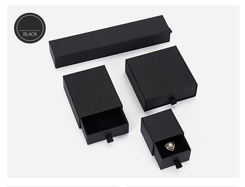 Luxury Black Paper Jewelry Box With Sponge Drawer Style For Bracelet Bangle Box Jewelry Gift Packaging Print logo