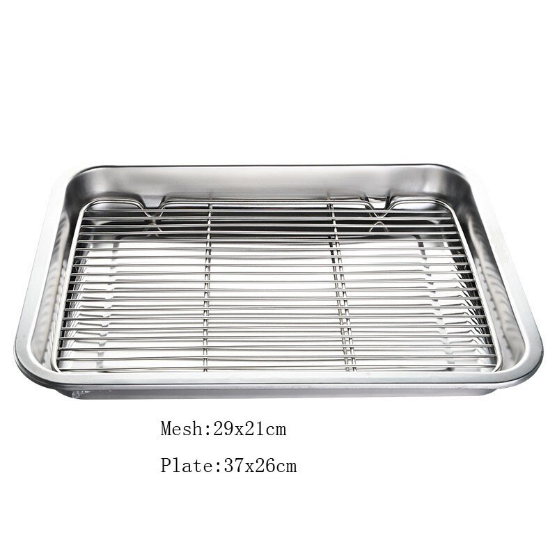 stainless steel BBQ Grill Meshes Oven Net Wire Steaming Kebab Barbecue Mesh Rack Kitchen bread cold rack Baking Tray plate tray