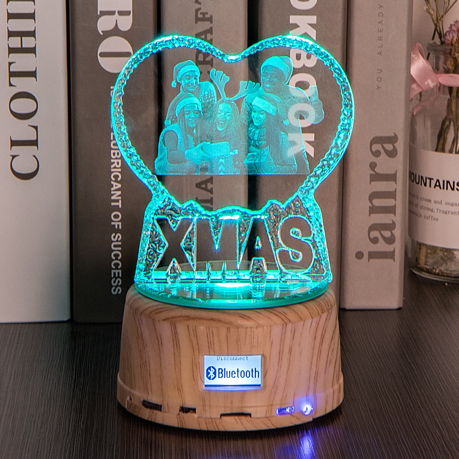 Personalized Crystal Photo Gifts Custom Picture Night Lamp Bluetooth Rotating Music Player Romantic Wedding Valentine's Day Gift