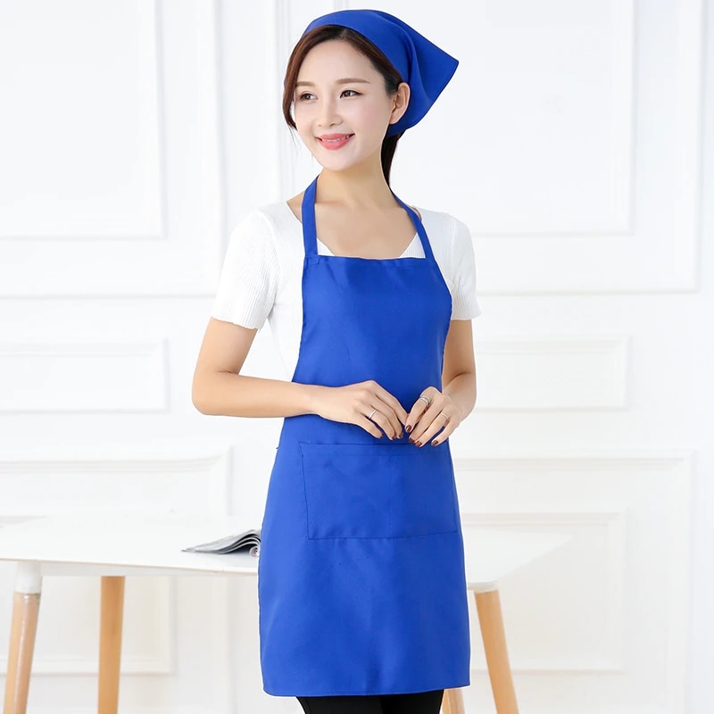 Custom Logo Pure Color Cooking Kitchen Apron for Woman Men Chef Waiter Cafe Shop BBQ Hairdresser Aprons