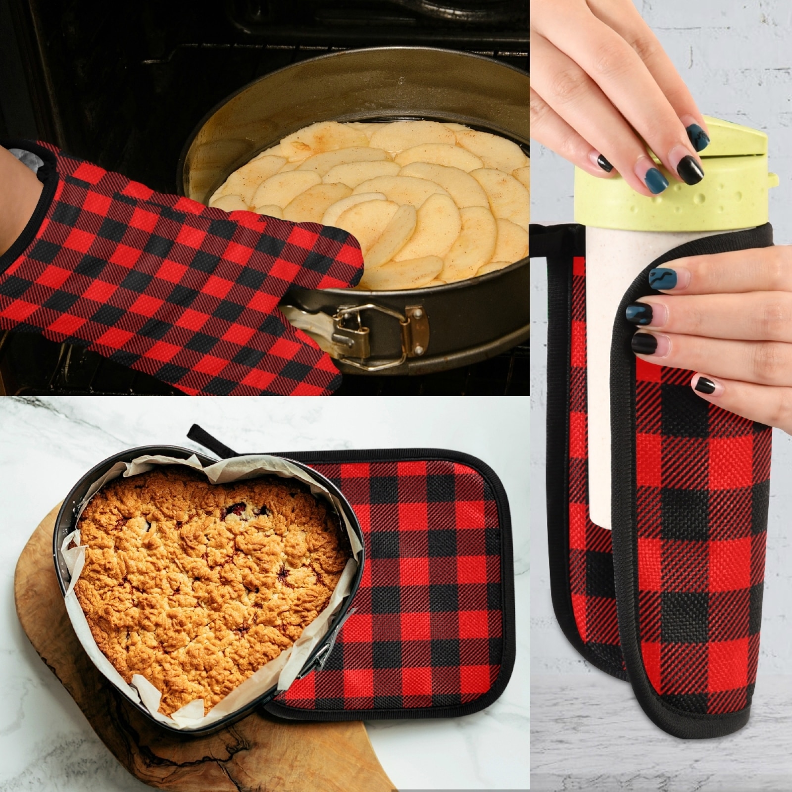 Custom Microwave Oven Mitts And Pot Holders Sets Personalized Kitchen Potholder Mat for BBQ Insulation Gloves Oven Mitts Baking