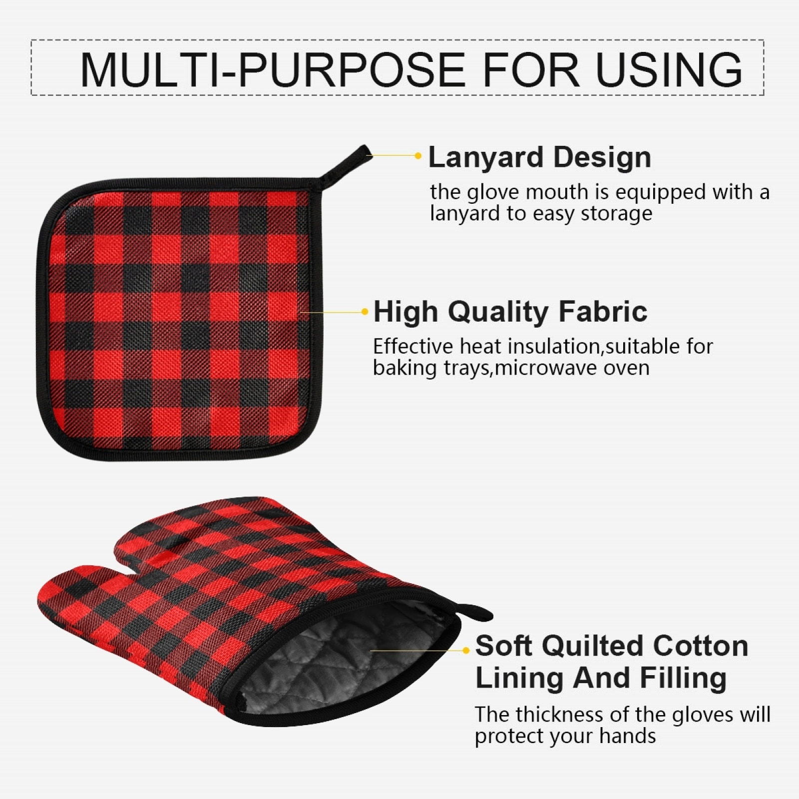 Custom Microwave Oven Mitts And Pot Holders Sets Personalized Kitchen Potholder Mat for BBQ Insulation Gloves Oven Mitts Baking