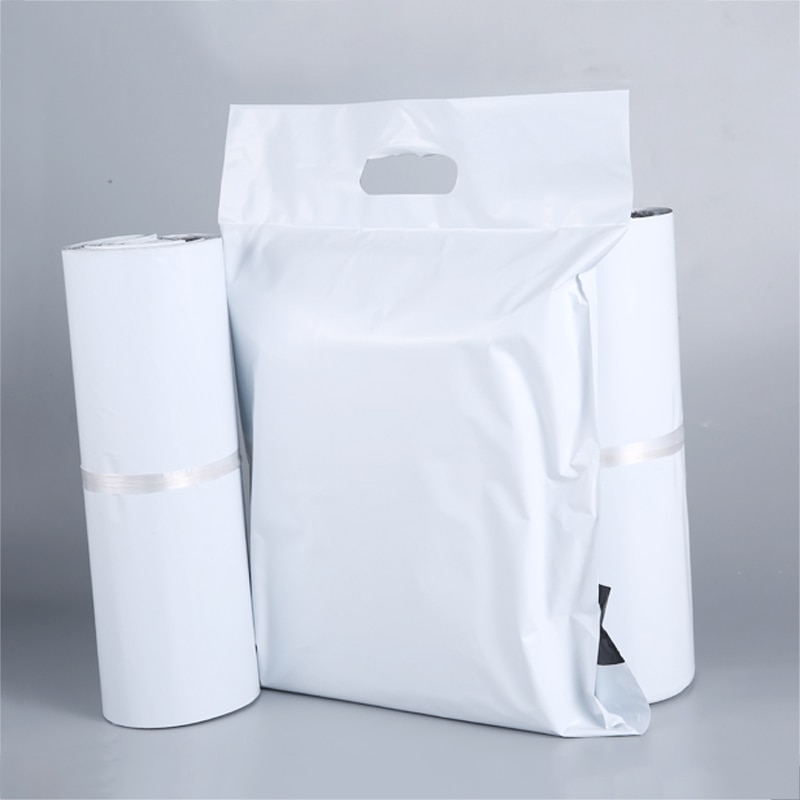 50pcs Tote Express Courier Bags White Self-Seal Adhesive Thick Waterproof Plastic Poly Envelope Mailing Bags Print Logo Custom