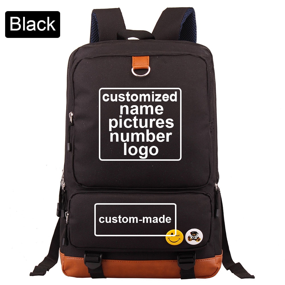 Customized Print DIY Your like Photo or Logo Boy Girl School bag Women Bagpack Teenagers  Canvas Men Student Backpack Packsack