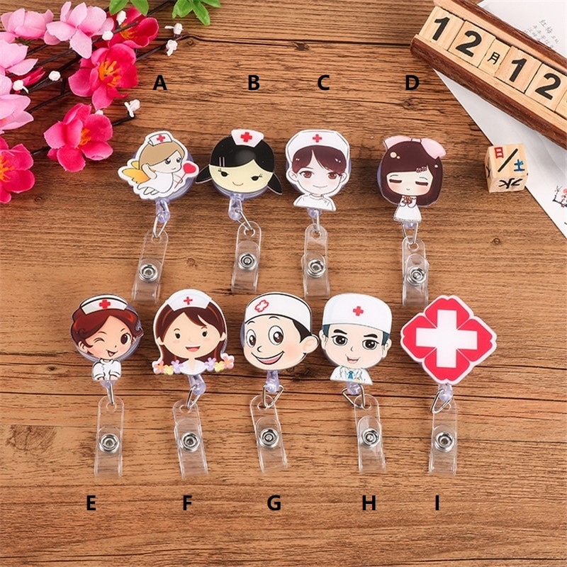 Retractable Badge Reel Nurse  Lanyards ID Name Card Badge Holder Clip Doctor Student Badge Holder