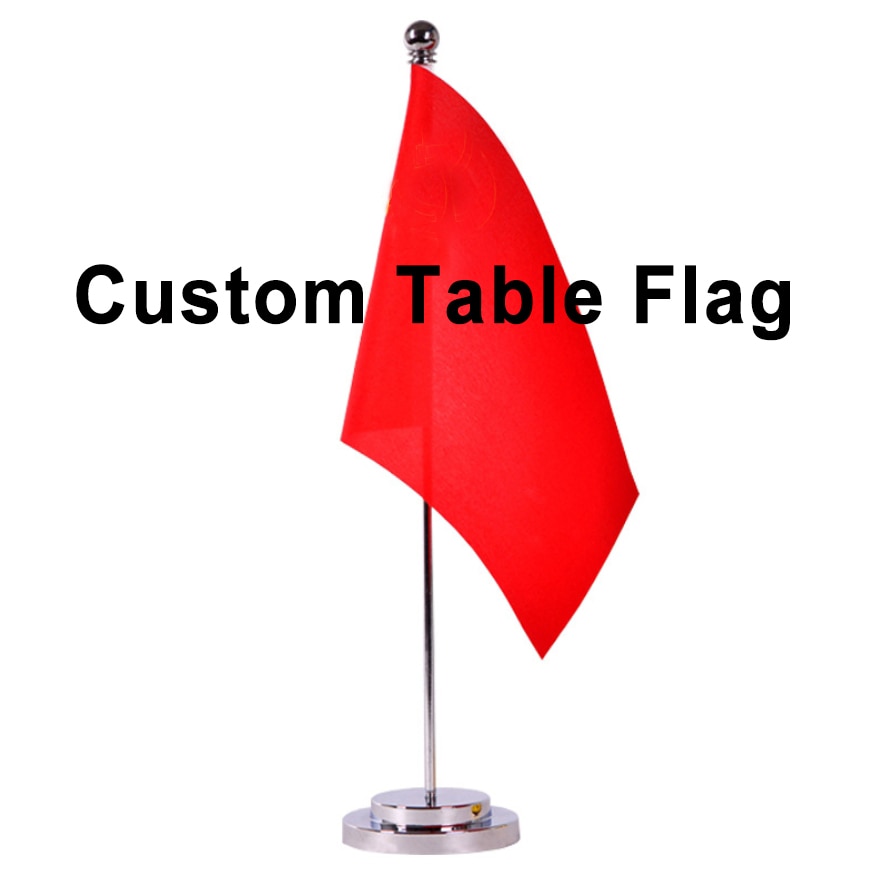 Custom Table Flag Office Desk Banner Including Flagpole Base Flag Size 8.3''x5.5'' 21x14CM