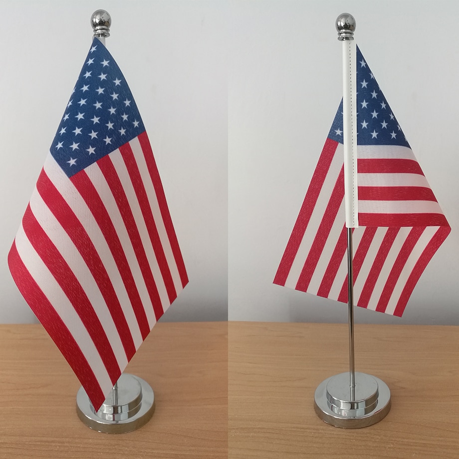 Custom Table Flag Office Desk Banner Including Flagpole Base Flag Size 8.3''x5.5'' 21x14CM