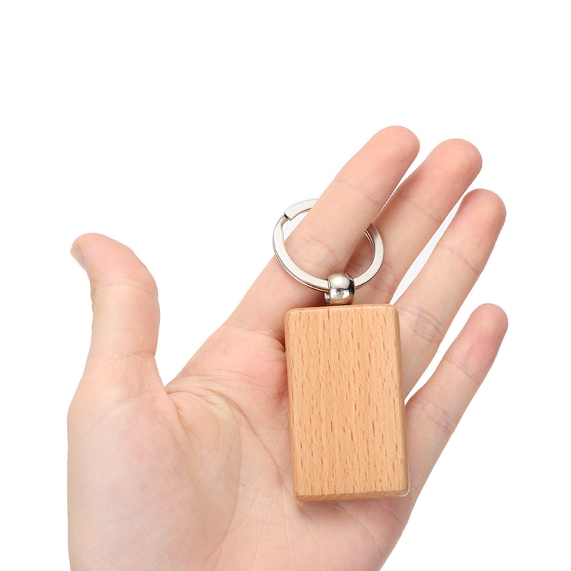 10pcs/set Blank Rectangle Wooden Key Chain DIY Promotion Customized Wood keychains Key Tags Promotional Gifts for Scrap Booking