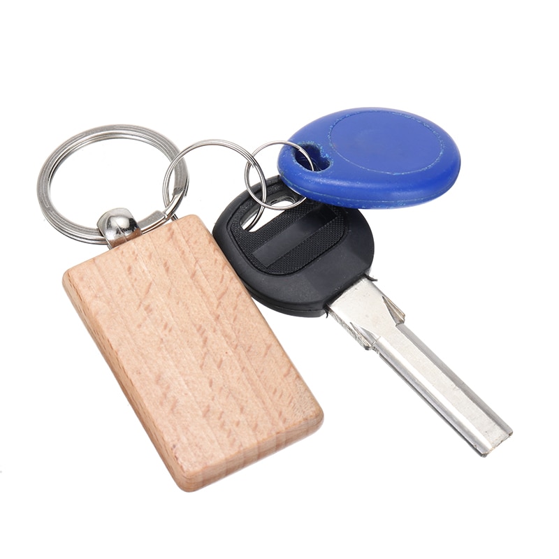 10pcs/set Blank Rectangle Wooden Key Chain DIY Promotion Customized Wood keychains Key Tags Promotional Gifts for Scrap Booking