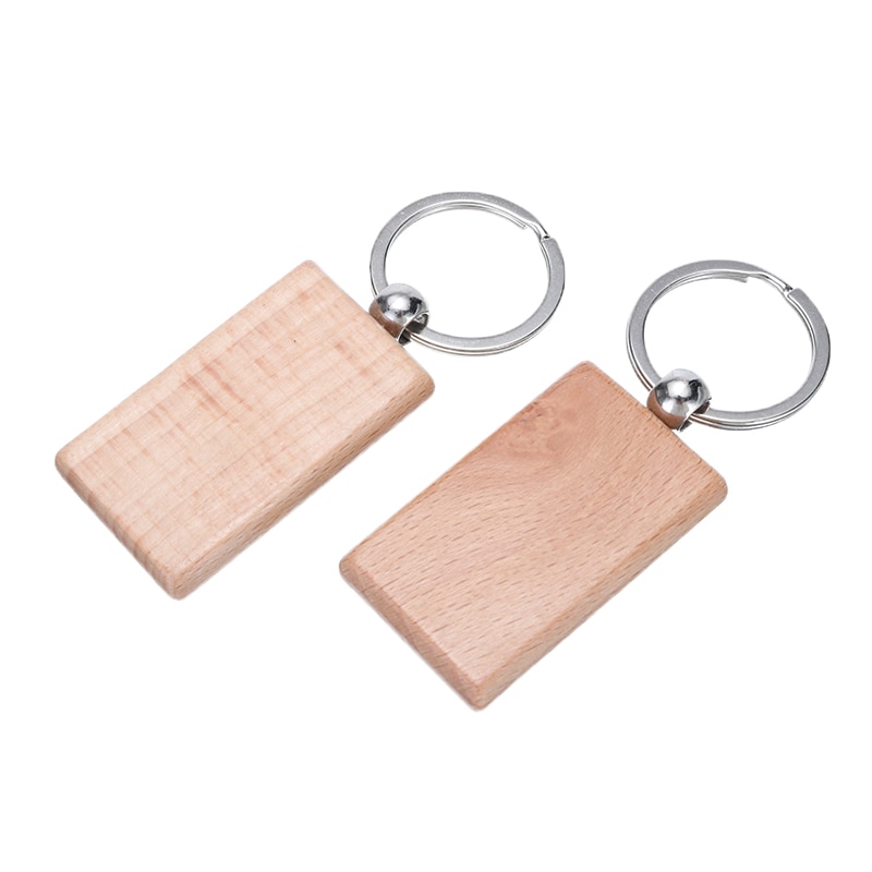 10pcs/set Blank Rectangle Wooden Key Chain DIY Promotion Customized Wood keychains Key Tags Promotional Gifts for Scrap Booking