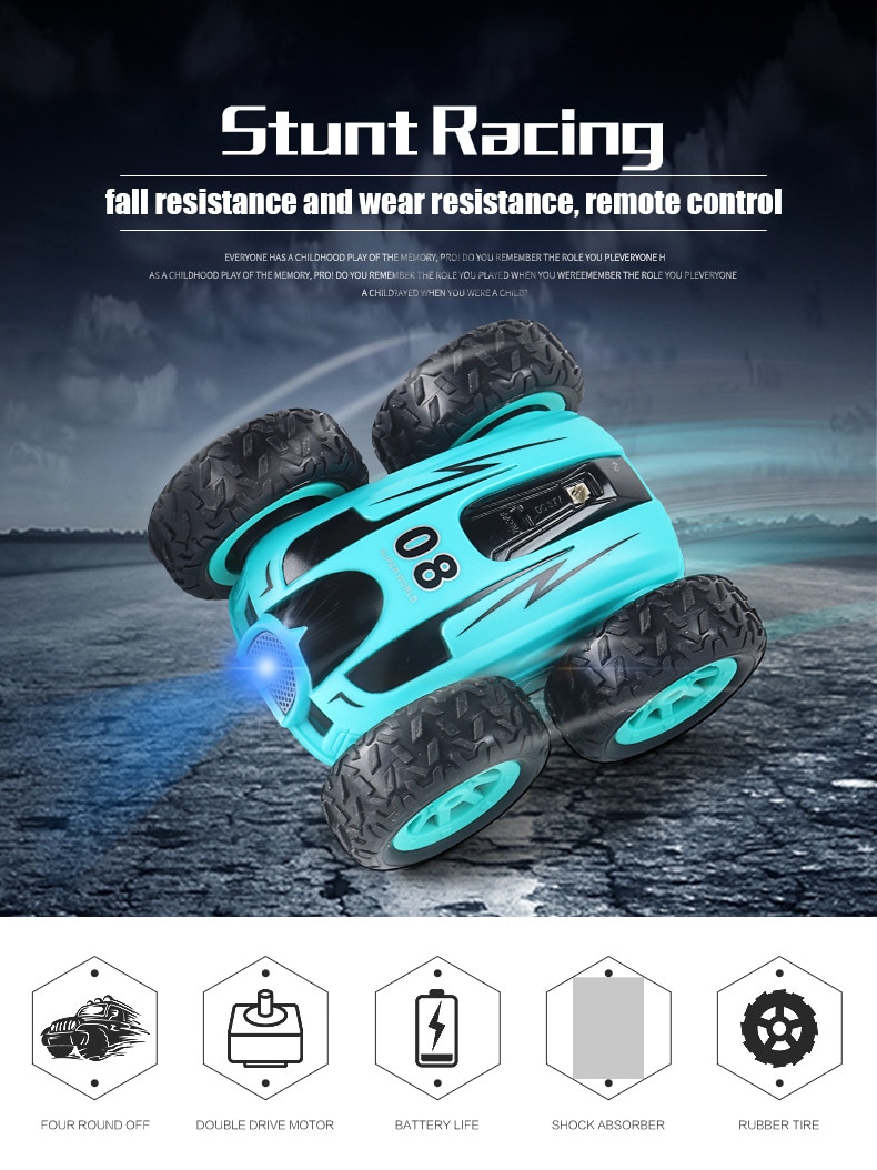 Remote Control High-Speed Double-Sided Special Effects Rock Crawler Mini Light Bomb Four-Wheel Drive Jump