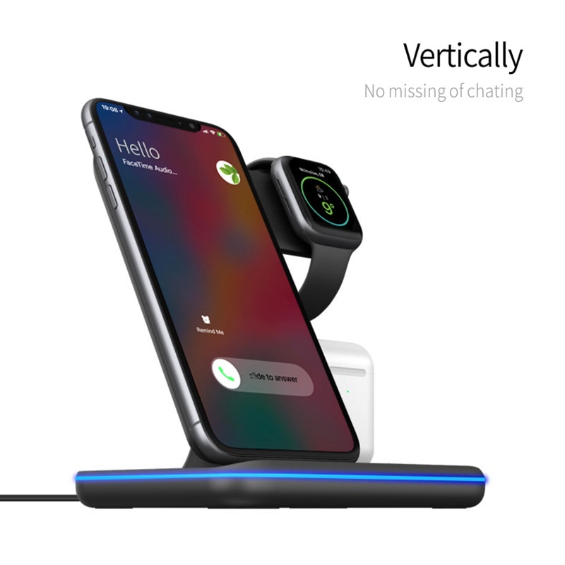 3 in 1 Wireless Charger Stand For iPhone 12Pro 12 11 XR XS X Fast Charging Station For Apple Watch SE 6 5 4 3 2 For AirPods Pro