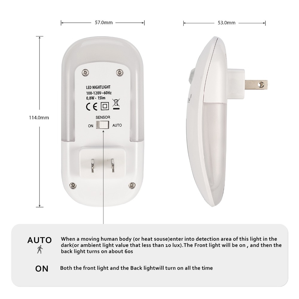 SENSKY LED Night Light Motion Sensor Wireless Plug In US 110V EU UK 220V Night lamp For Hallway Pathway