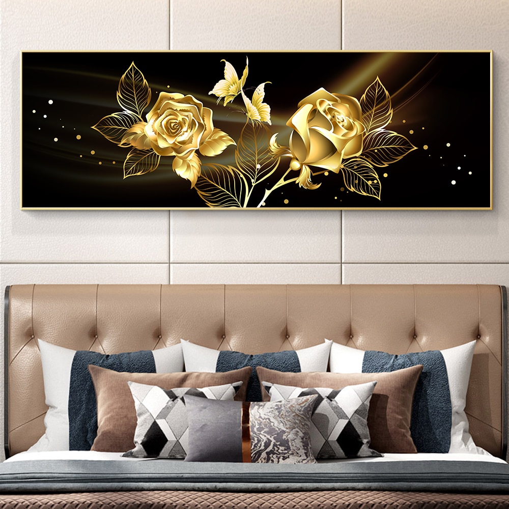 Modern Abstract Oil Painting on Canvas Posters and Prints Wall Art Painting Gold Flower Canvas Art Picture for Home Decoration