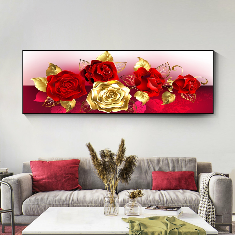 Modern Abstract Oil Painting on Canvas Posters and Prints Wall Art Painting Gold Flower Canvas Art Picture for Home Decoration