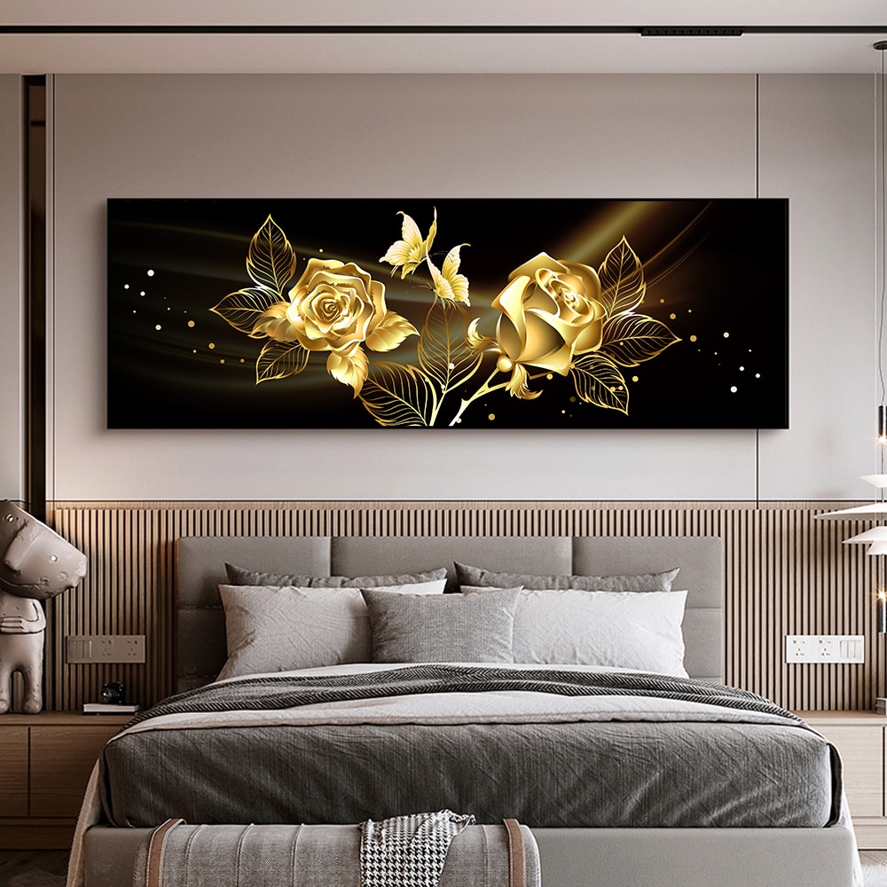 Modern Abstract Oil Painting on Canvas Posters and Prints Wall Art Painting Gold Flower Canvas Art Picture for Home Decoration