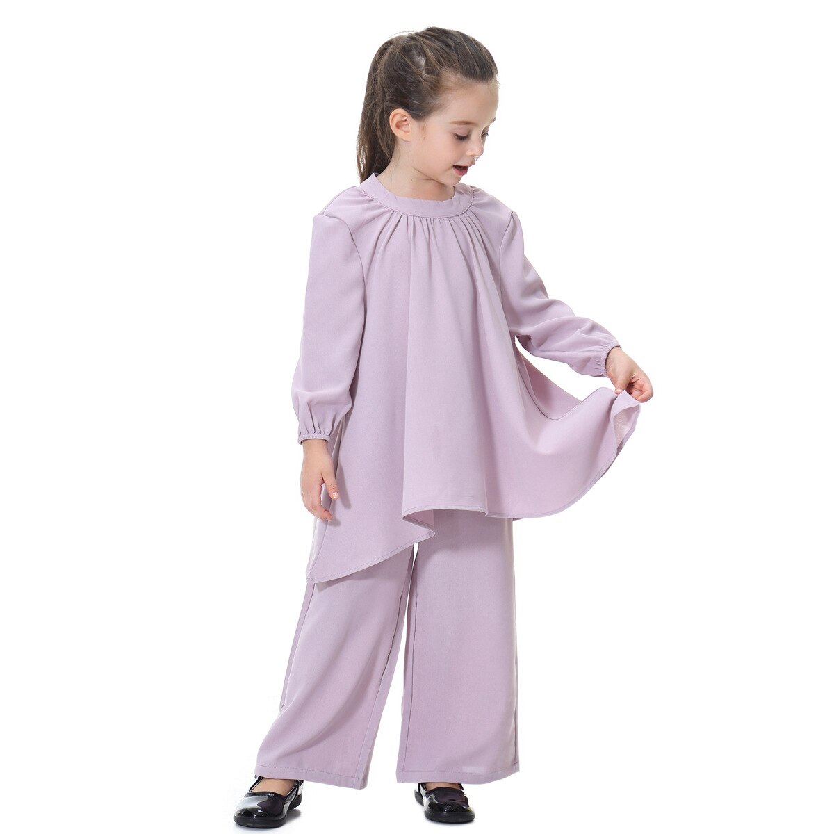 Arabic Muslim Girl Abaya Child Kid Dress Sets Pants Islamic Highly Elastic Large Baby Gowns Burka Arab Tops and Pants Set