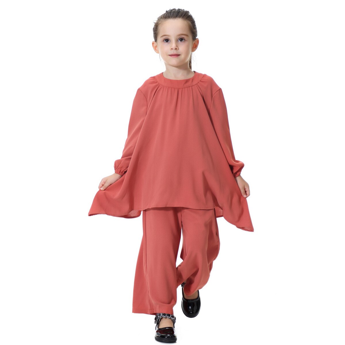 Arabic Muslim Girl Abaya Child Kid Dress Sets Pants Islamic Highly Elastic Large Baby Gowns Burka Arab Tops and Pants Set