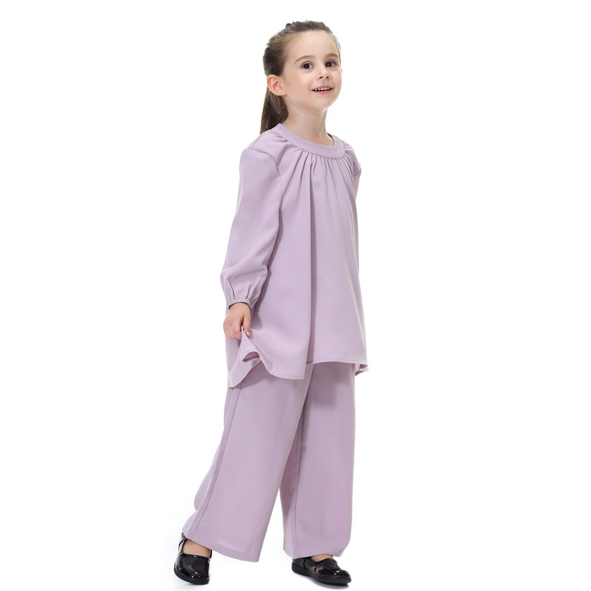 Arabic Muslim Girl Abaya Child Kid Dress Sets Pants Islamic Highly Elastic Large Baby Gowns Burka Arab Tops and Pants Set