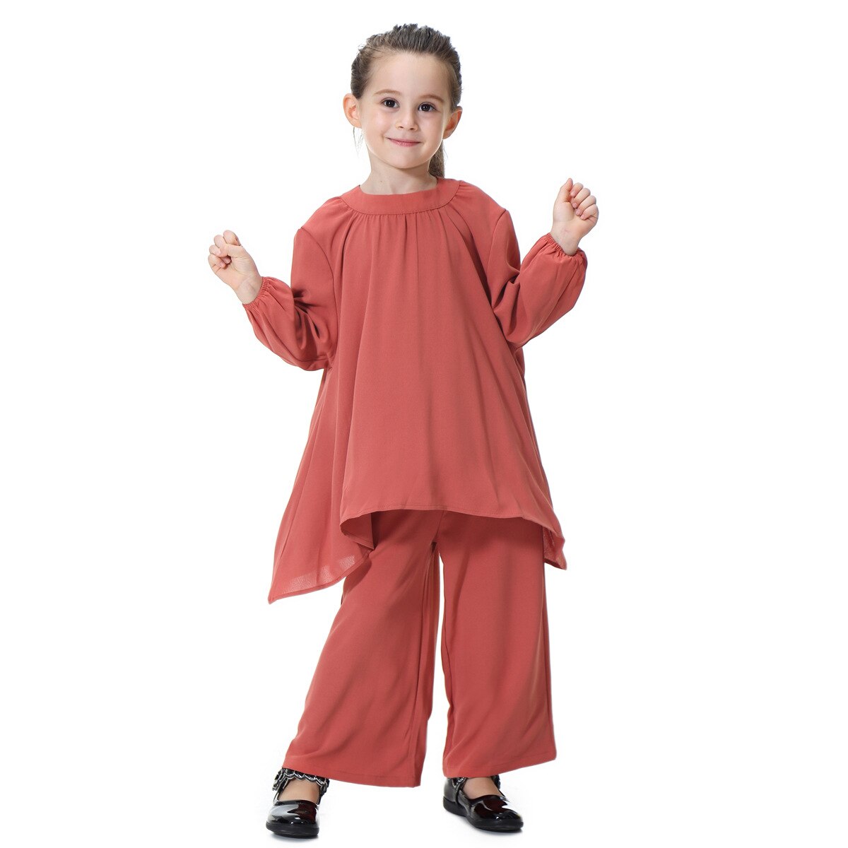 Arabic Muslim Girl Abaya Child Kid Dress Sets Pants Islamic Highly Elastic Large Baby Gowns Burka Arab Tops and Pants Set