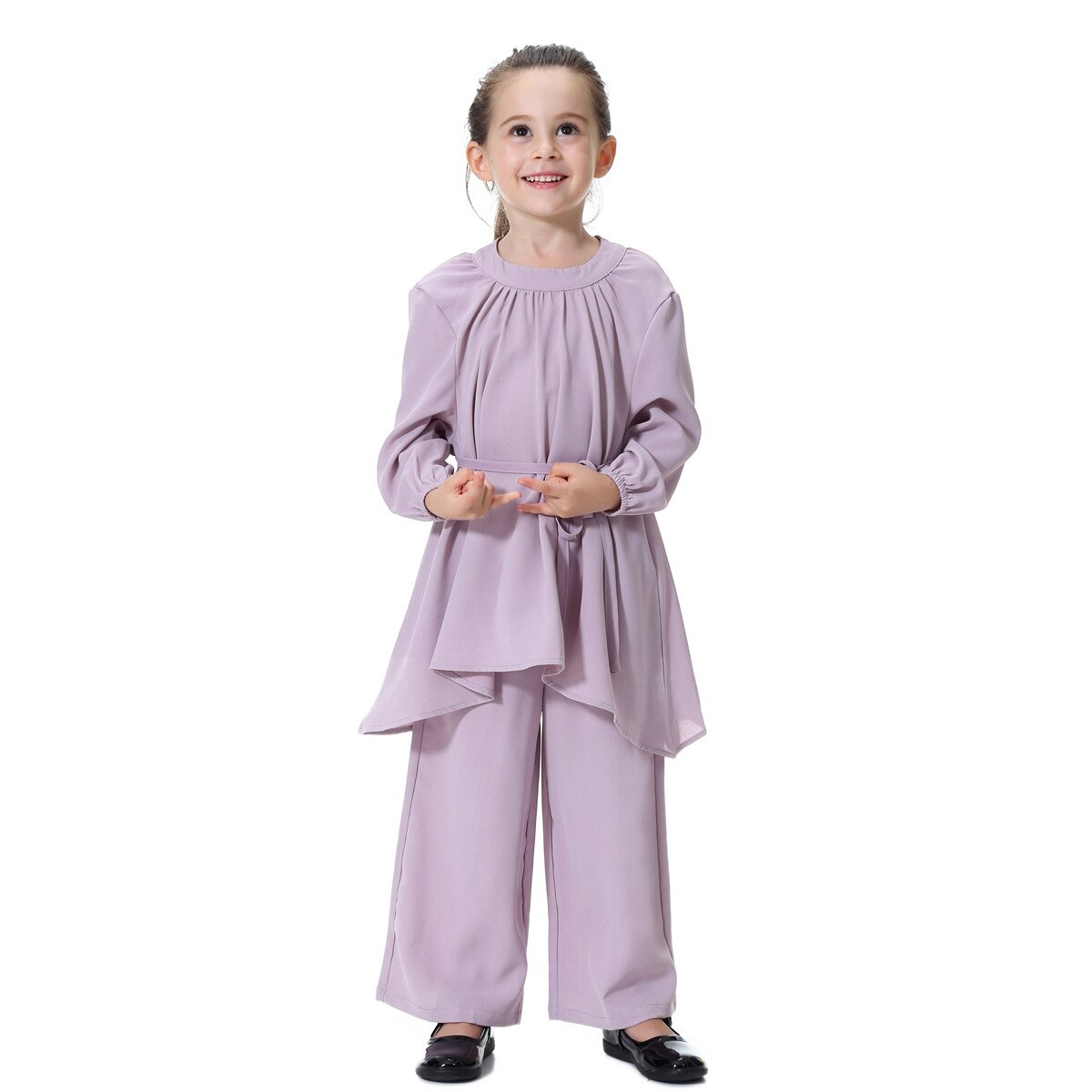 Arabic Muslim Girl Abaya Child Kid Dress Sets Pants Islamic Highly Elastic Large Baby Gowns Burka Arab Tops and Pants Set