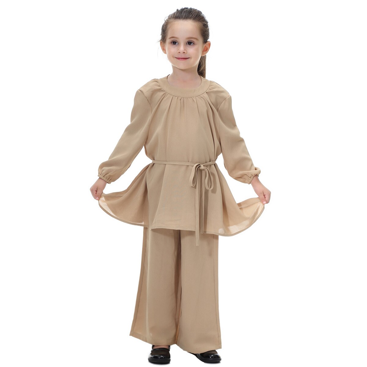 Arabic Muslim Girl Abaya Child Kid Dress Sets Pants Islamic Highly Elastic Large Baby Gowns Burka Arab Tops and Pants Set