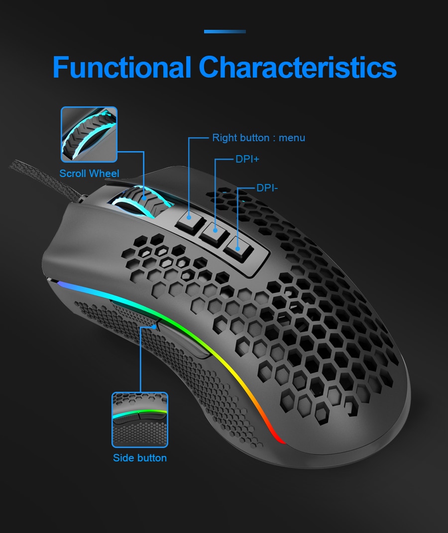 Redragon Storm M808 USB wired RGB Gaming Mouse 12400 DPI programmable game mice backlight ergonomic laptop PC computer