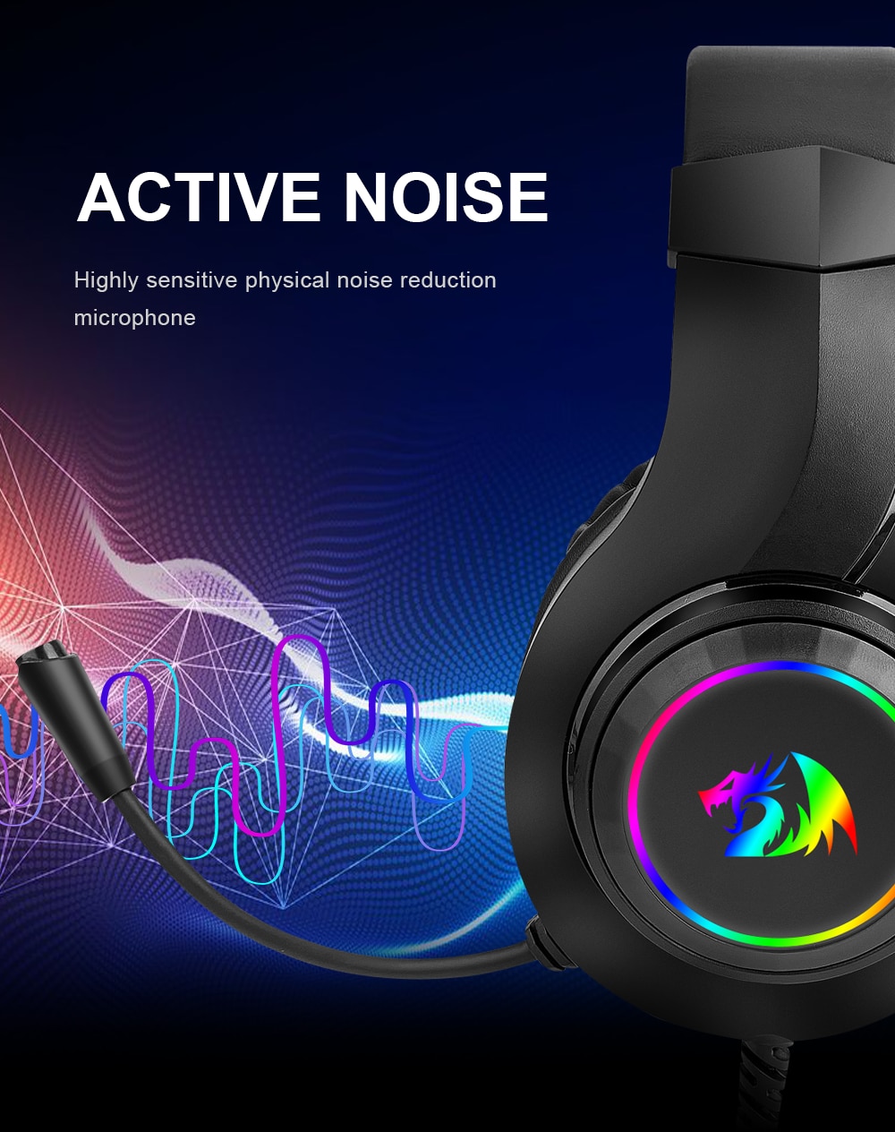 Redragon HYLAS H260 RGB gaming Headphone,3.5mm Surround sound Computer headset Earphones Microphone for PS4 Switch Xbox-one